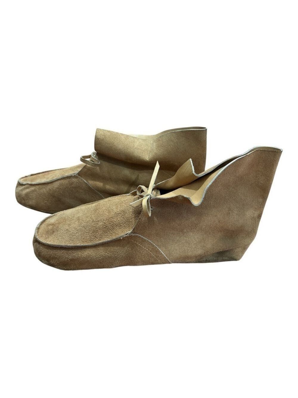 70s HANDCRAFTED SUEDE TAN LEATHER HIGH RISE MOCCASINS BOHO NATIVE SZ 9.5